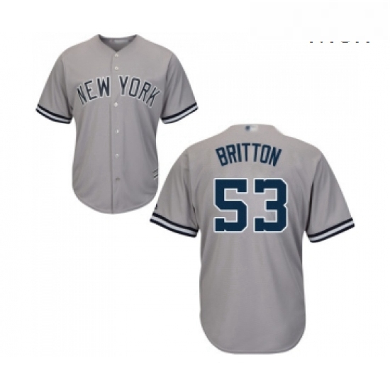 Mens New York Yankees 53 Zach Britton Replica Grey Road Baseball Jersey