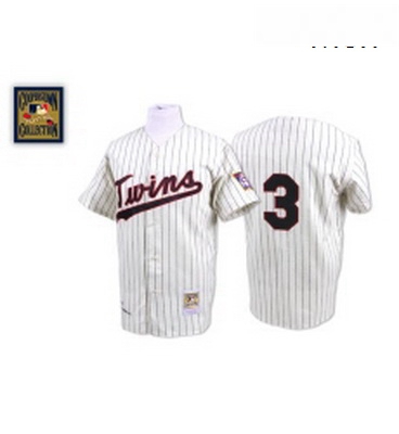 Mens Mitchell and Ness Minnesota Twins 3 Harmon Killebrew Authentic WhiteBlue Strip Throwback MLB Je