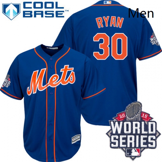 Mens Majestic New York Mets 30 Nolan Ryan Authentic Royal Blue Alternate Home Cool Base 2015 World S