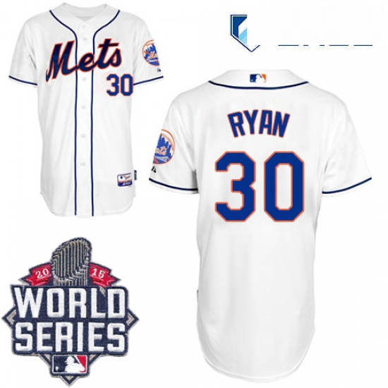 Mens Majestic New York Mets 30 Nolan Ryan Authentic White Alternate Cool Base 2015 World Series MLB 