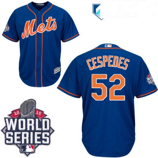 Mens Majestic New York Mets 52 Yoenis Cespedes Authentic Royal Blue Alternate Home Cool Base 2015 Wo