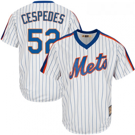 Mens Majestic New York Mets 52 Yoenis Cespedes Authentic White Cooperstown MLB Jersey