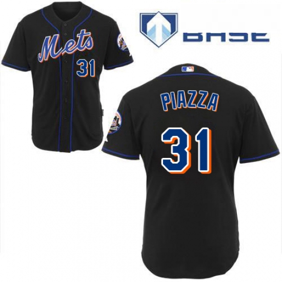 Mens Majestic New York Mets 31 Mike Piazza Replica Black Cool Base MLB Jersey