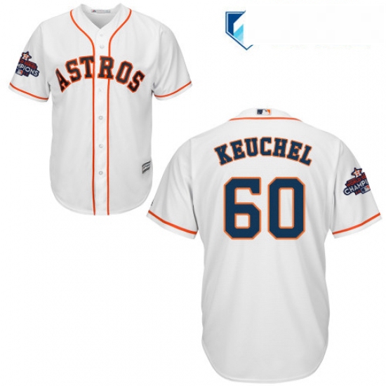 Mens Majestic Houston Astros 60 Dallas Keuchel Replica White Home 2017 World Series Champions Cool B