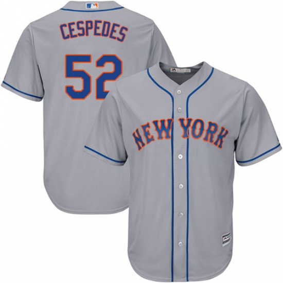 Mens Majestic New York Mets 52 Yoenis Cespedes Replica Grey Road Cool Base MLB Jersey