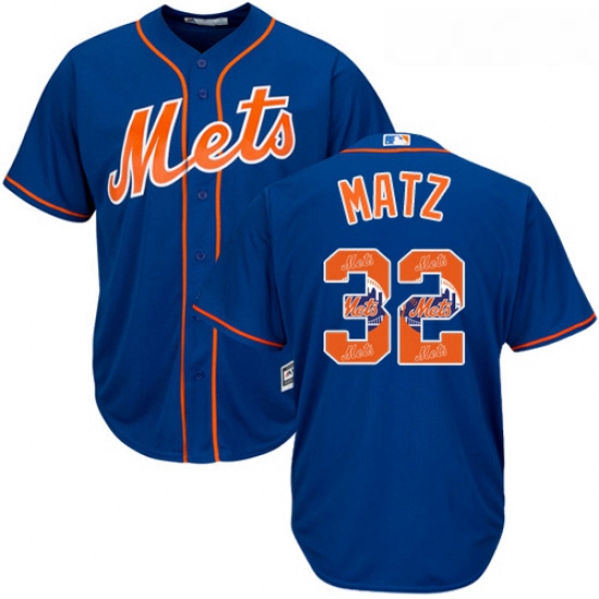 Mens Majestic New York Mets 32 Steven Matz Authentic Royal Blue Team Logo Fashion Cool Base MLB Jers