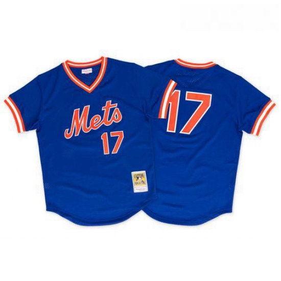 Mens Mitchell and Ness 1986 New York Mets 17 Keith Hernandez Authentic Royal Blue Throwback MLB Jers