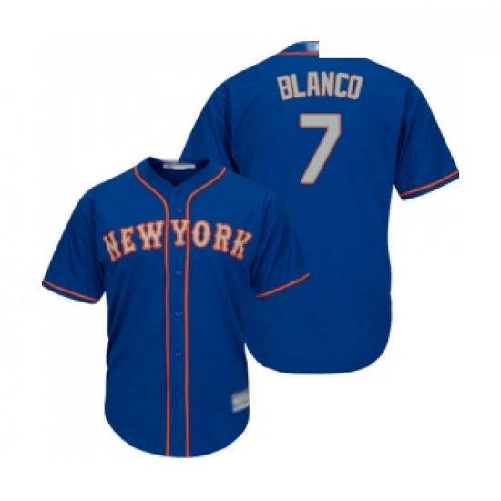 Mens New York Mets 7 Gregor Blanco Replica Royal Blue Alternate Road Cool Base Baseball Jersey