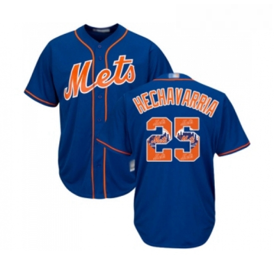 Mens New York Mets 25 Adeiny Hechavarria Authentic Royal Blue Team Logo Fashion Cool Base Baseball J