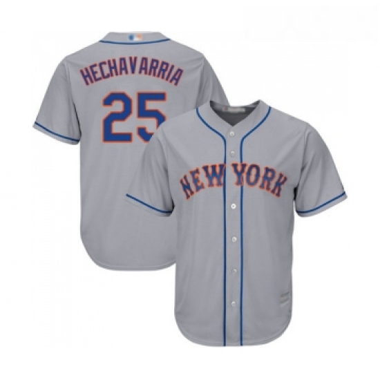 Mens New York Mets 25 Adeiny Hechavarria Replica Grey Road Cool Base Baseball Jersey