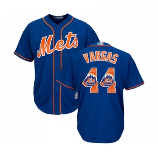 Mens New York Mets 44 Jason Vargas Authentic Royal Blue Team Logo Fashion Cool Base Baseball Jersey