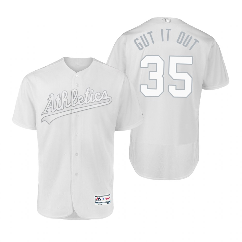 Oakland Athletics Jake Diekman Gut It Out White 2019 Players Weekend MLB Jersey