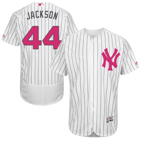 Mens Majestic New York Yankees 44 Reggie Jackson Authentic White 2016 Mothers Day Fashion Flex Base 