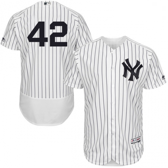 Mens Majestic New York Yankees 42 Mariano Rivera White Home Flex Base Authentic Collection MLB Jerse