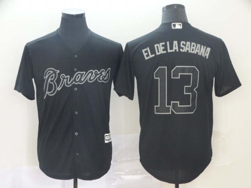 Braves 13 Ronald Acuna Jr El De La Sabana Black 2019 Players 27 Weekend Player Jersey