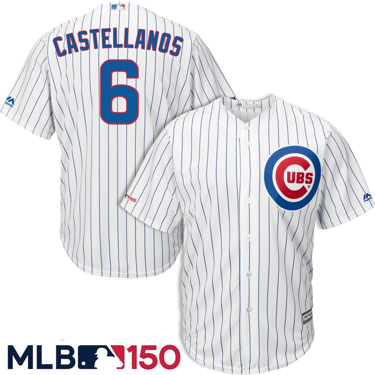 Cubs 6 Nick Castellanos White 150th Patch Cool Base Jersey