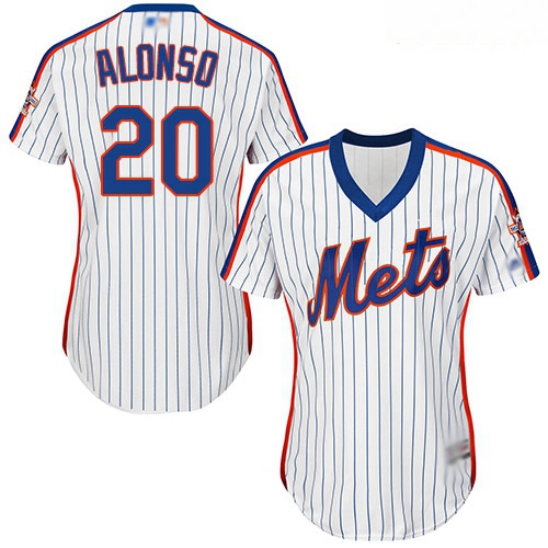 Mets #20 Pete Alonso White 28Blue Strip Alternate Women Stitched Baseball Jersey