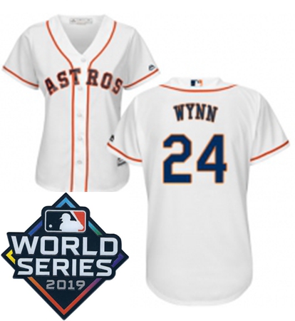 Womens Majestic Houston Astros 24 Jimmy Wynn White Home Cool Base Sitched 2019 World Series Patch je