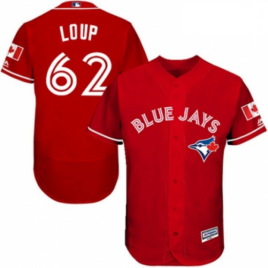 Mens Majestic Toronto Blue Jays 62 Aaron Loup Scarlet Alternate Flex Base Authentic Collection MLB J