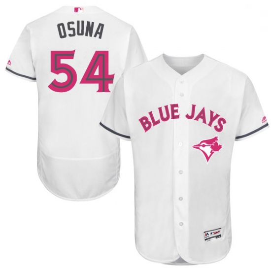 Mens Majestic Toronto Blue Jays 54 Roberto Osuna Authentic White 2016 Mothers Day Fashion Flex Base 