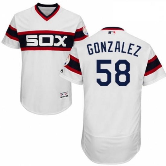 Mens Majestic Chicago White Sox 58 Miguel Gonzalez White Alternate Flex Base Authentic Collection ML