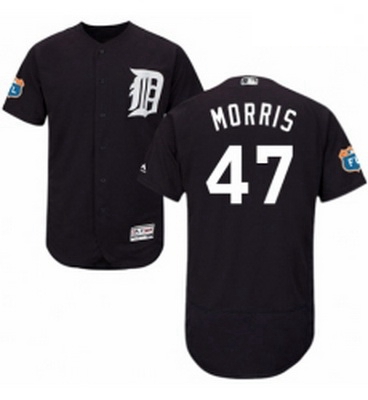 Mens Majestic Detroit Tigers 47 Jack Morris Navy Blue Alternate Flex Base Authentic Collection MLB J