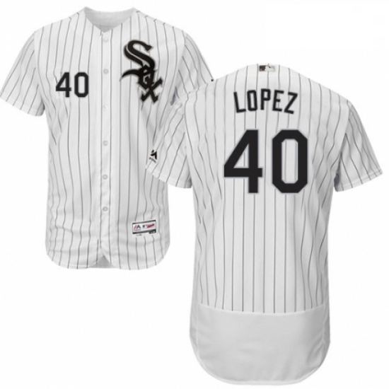 Mens Majestic Chicago White Sox 40 Reynaldo Lopez White Home Flex Base Authentic Collection MLB Jers