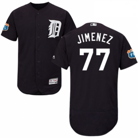 Mens Majestic Detroit Tigers 77 Joe Jimenez Navy Blue Alternate Flex Base Authentic Collection MLB J