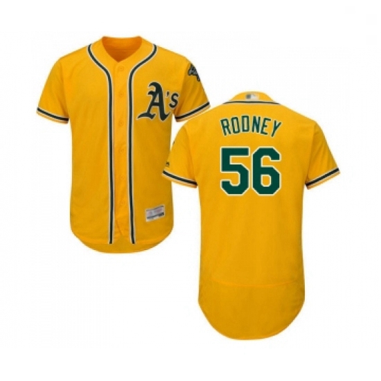 Mens Oakland Athletics 56 Fernando Rodney Gold Alternate Flex Base Authentic Collection Baseball Jer