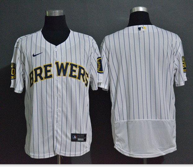 Brewers Blank White Nike 2020 Flexbase Jerseys