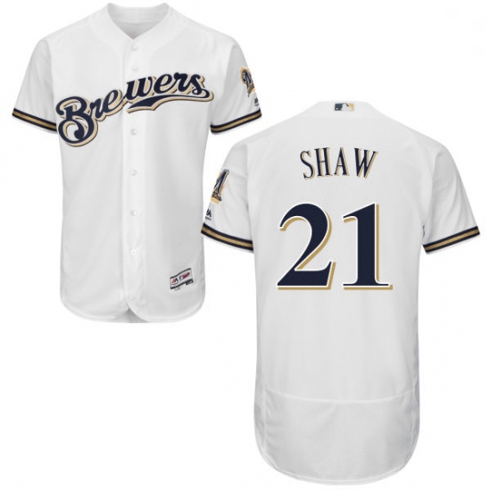 Mens Majestic Milwaukee Brewers 21 Travis Shaw White Flexbase Au