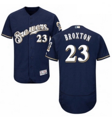 Mens Majestic Milwaukee Brewers 23 Keon Broxton White Alternate Flex Base Authentic Collection MLB J