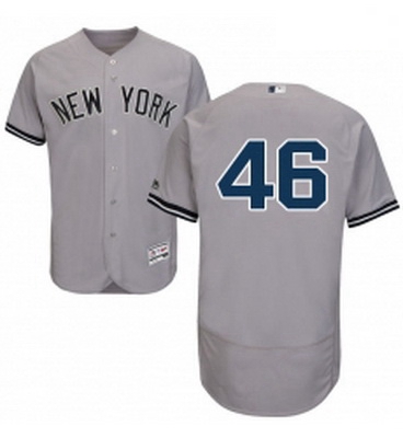 Mens Majestic New York Yankees 46 Andy Pettitte Grey Road Flex Base Authentic Collection MLB Jersey