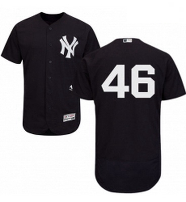 Mens Majestic New York Yankees 46 Andy Pettitte Navy Blue Altern