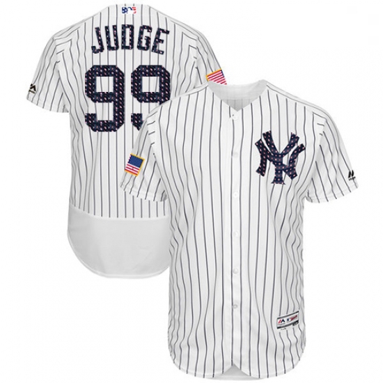 Mens Majestic New York Yankees 99 Aaron Judge White Stars Stripes Authentic Collection Flex Base MLB