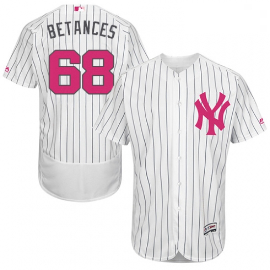 Mens Majestic New York Yankees 68 Dellin Betances Authentic White 2016 Mothers Day Fashion Flex Base