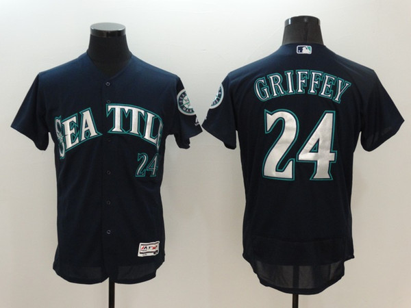 Men Seattle Mariners ken griffey Jr 24 Black MLB jersey