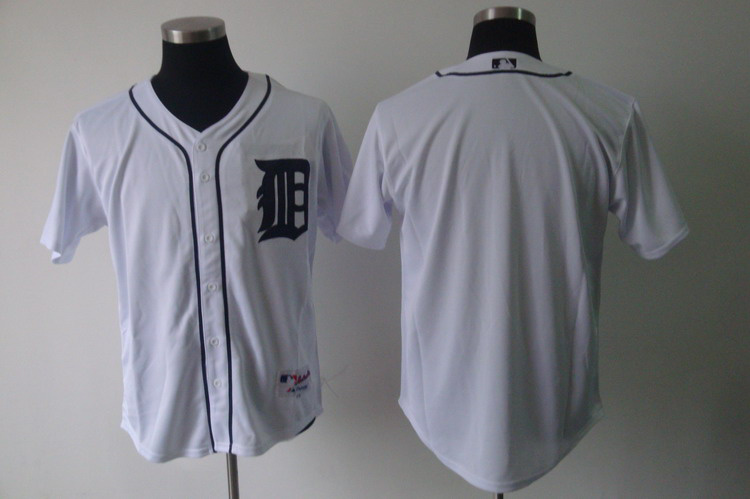 MLB Tigers Blank White Blank Cool Base Men Jersey II