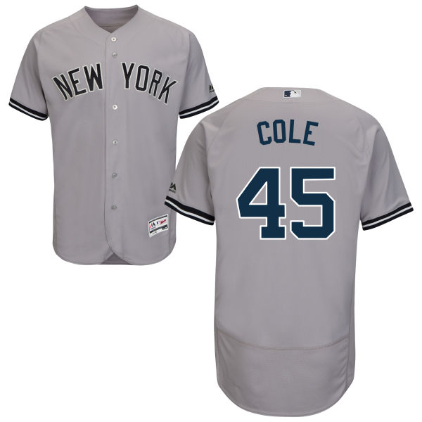 Men New York Yankees 45 Gerrit Cole Home Grey Cool Base Jersey