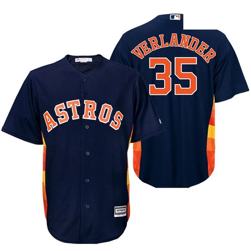 Astros 35 Justin Verlander Navy Cool Base Jersey