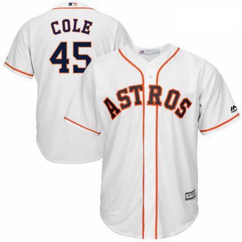 Astros 45 Gerrit Cole White Cool Base Jersey