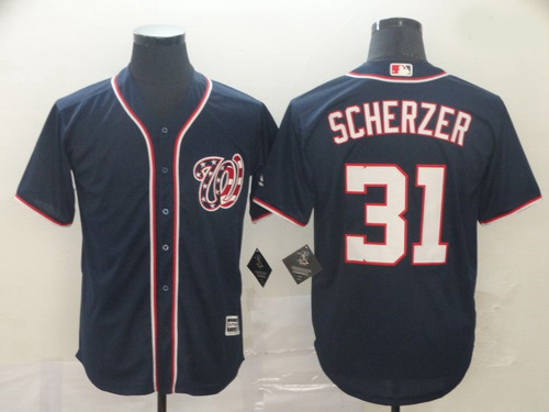 Nationals 31 Max Scherzer Navy Cool Base Jersey