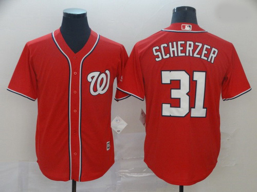 Nationals 31 Max Scherzer Red Cool Base Jersey