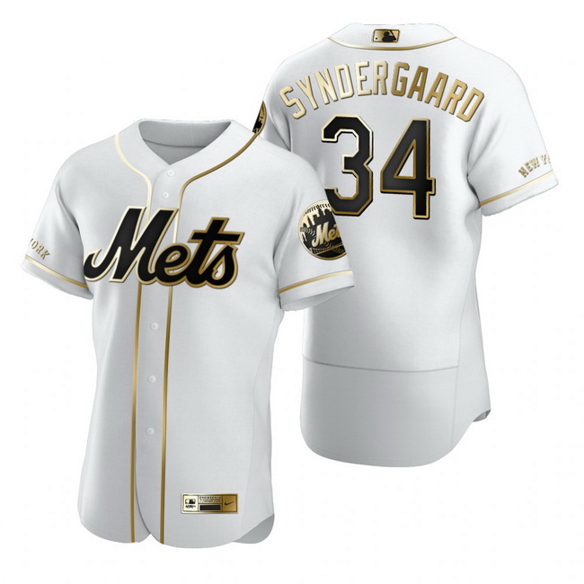 New York Mets 34 Noah Syndergaard White Nike Mens Authentic Golden Edition MLB Jersey