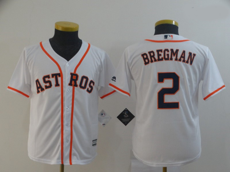 Youth Astros 2 Alex Bregman White Cool Base Jersey