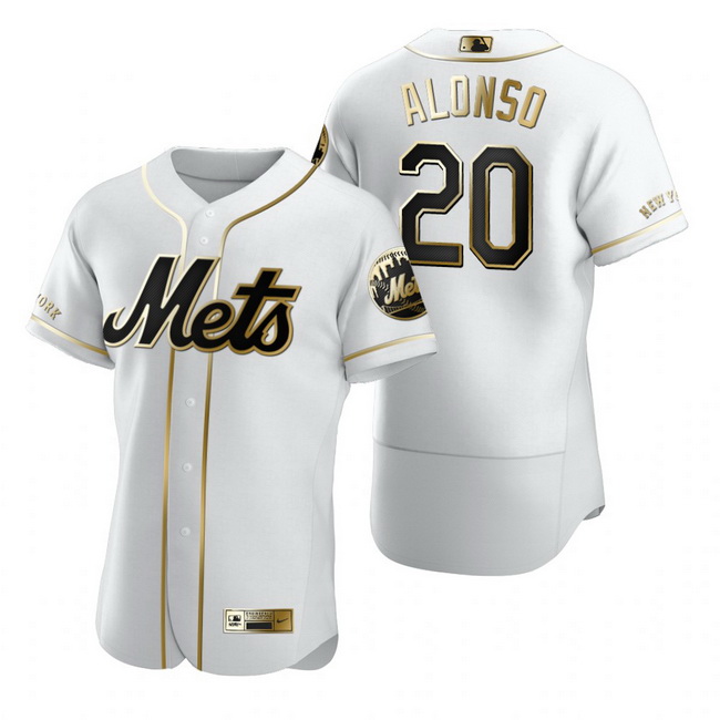 New York Mets 20 Pete Alonso White Nike Mens Authentic Golden Ed