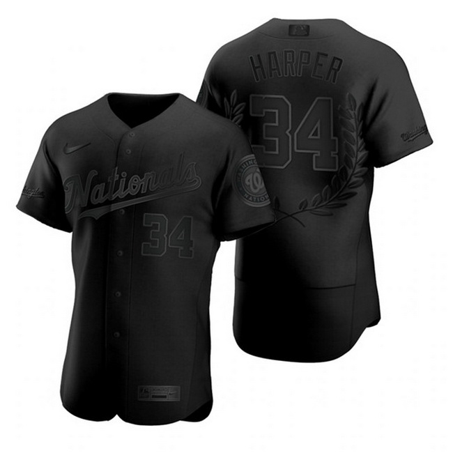 Nationals 34 Bryce Harper Black Nike Flexbase Fashion Jersey