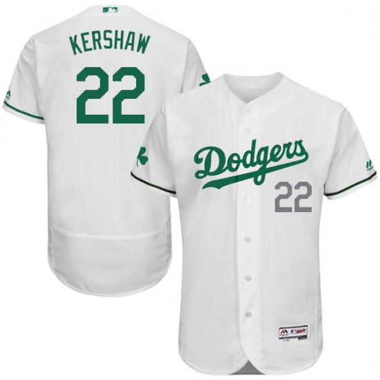 Mens Majestic Los Angeles Dodgers 22 Clayton Kershaw White Celtic Flexbase Authentic Collection MLB 