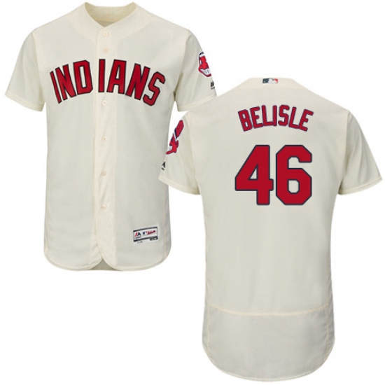 Mens Majestic Cleveland Indians 46 Matt Belisle Cream Alternate Flex Base Authentic Collection MLB J