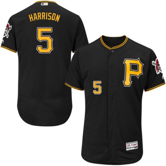 Mens Majestic Pittsburgh Pirates 5 Josh Harrison Black Alternate Flex Base Authentic Collection MLB 